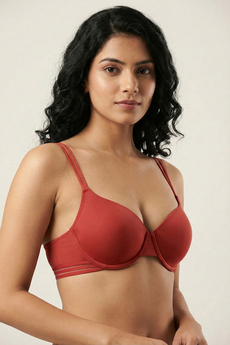 Zivame Padded Regular Wired Medium Coverage Tshirt Bra - Burnt Brick — image 4